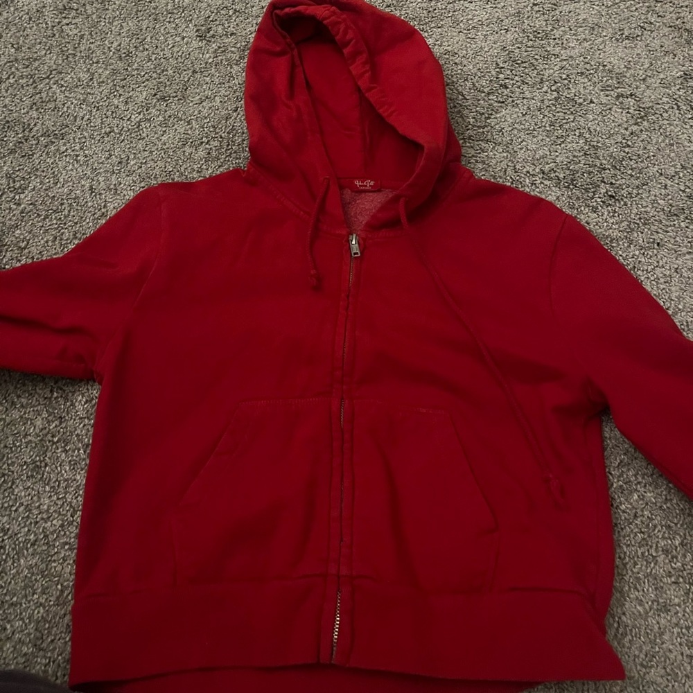 Brandy cropped red zip up